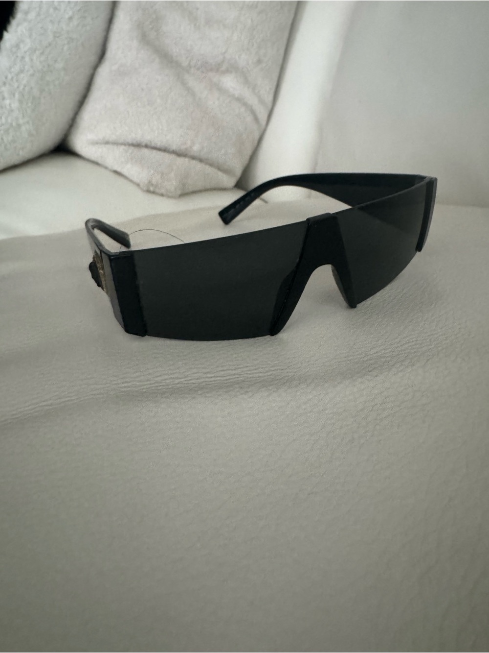 Versace Black Wraparound Shield Sunglasses